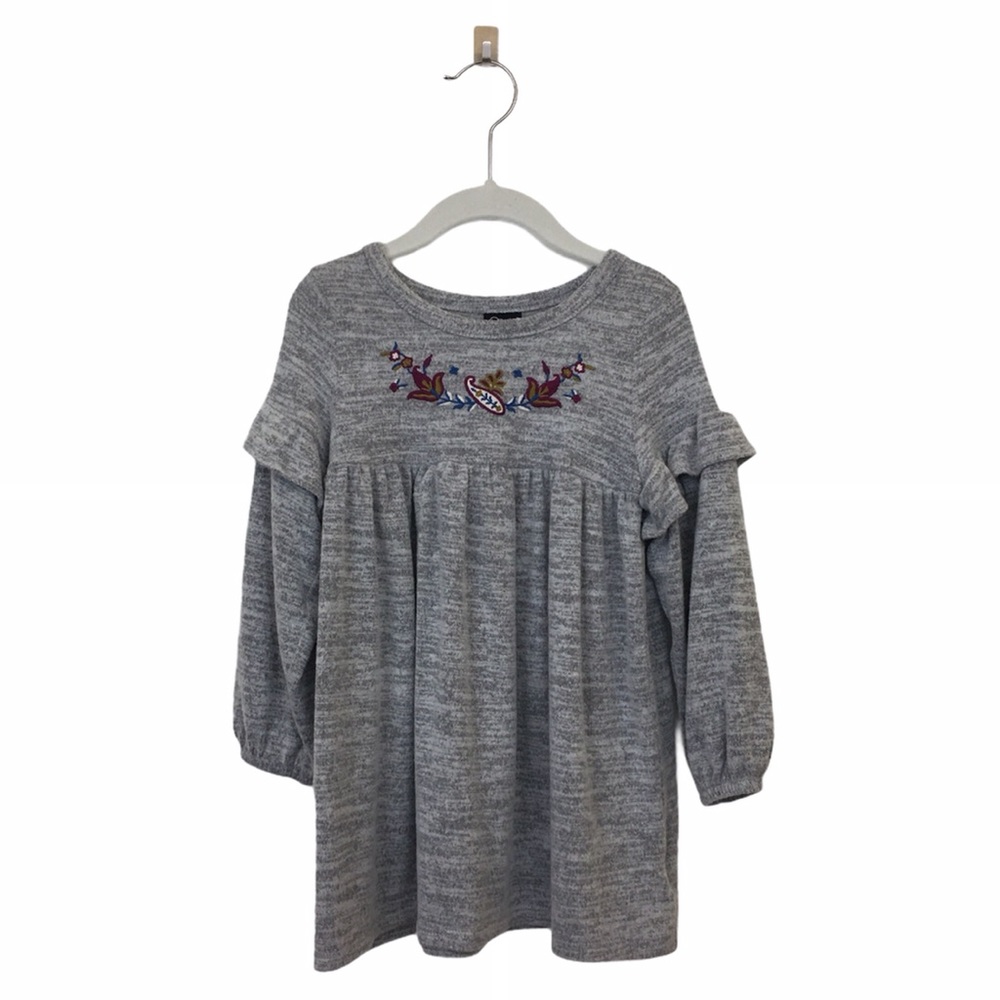 Art Class Cozy Embroidered Long Sleeve Dress 3T